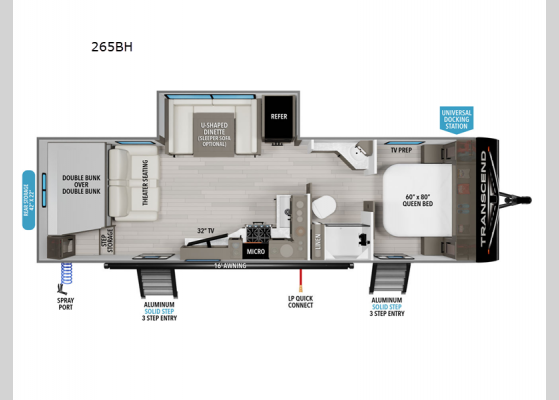 Floorplan - 2025 Transcend Xplor 265BH Travel Trailer