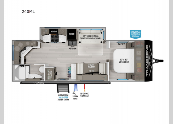 Floorplan - 2025 Transcend Xplor 240ML Travel Trailer