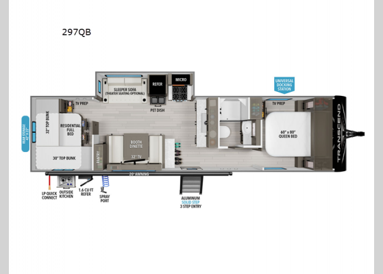 Floorplan - 2025 Transcend Xplor 297QB Travel Trailer