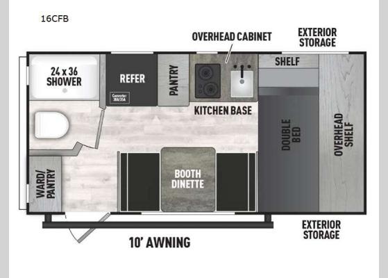 Floorplan - 2025 Clipper Cadet 16CFB Travel Trailer