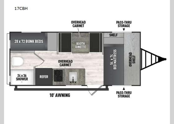 Floorplan - 2025 Clipper Cadet 17CBH Travel Trailer