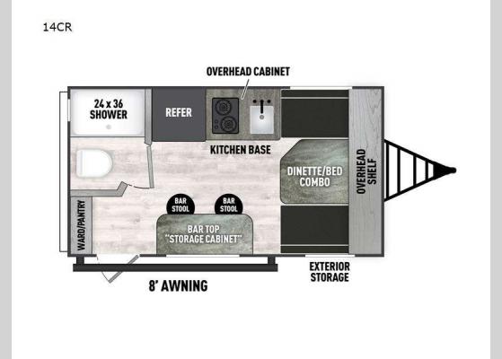 Floorplan - 2025 Clipper Cadet 14CR Travel Trailer