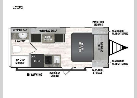 Floorplan - 2025 Clipper Cadet 17CFQ Travel Trailer