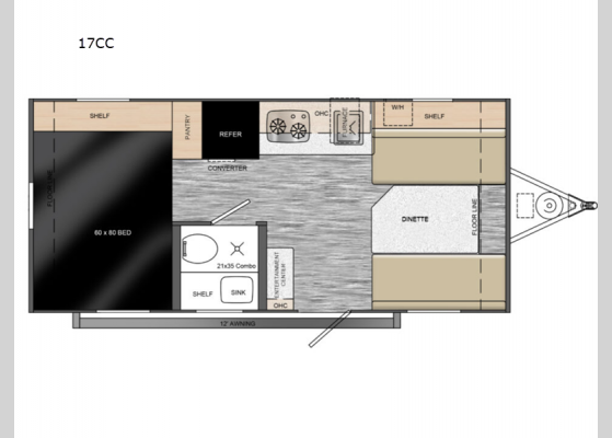 Floorplan - 2024 Rove XL 17CC Travel Trailer