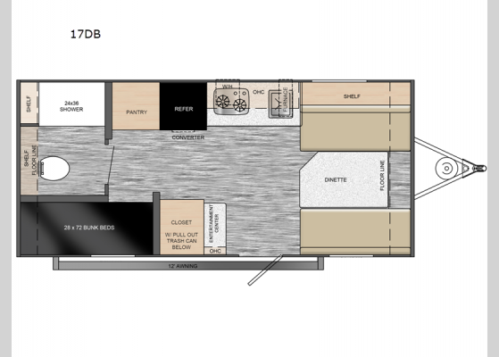 Floorplan - 2024 Rove XL 17DB Travel Trailer