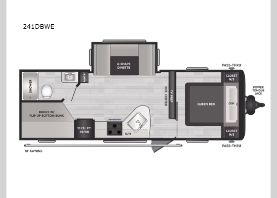 Floorplan - 2026 Hideout Sport 241DBWE Travel Trailer