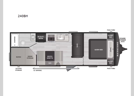Floorplan - 2026 Hideout Sport 240BH Travel Trailer