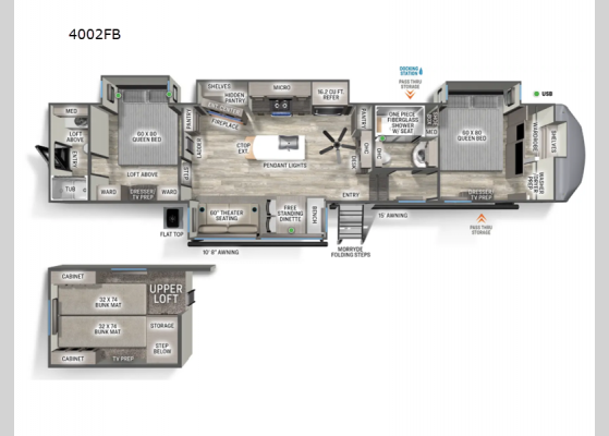 Floorplan - 2026 Sandpiper 4002FB Fifth Wheel