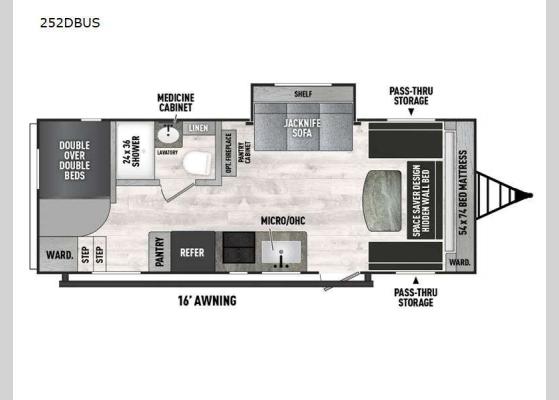 Floorplan - 2025 Clipper 5K Series 252DBUS Travel Trailer