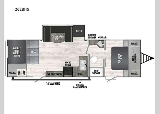 Floorplan - 2025 Clipper 6K Series 262BHS Travel Trailer