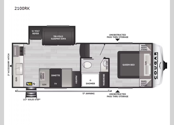 Floorplan - 2025 Cougar Sport 2100RK Fifth Wheel