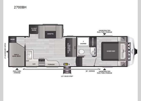 Floorplan - 2025 Cougar Sport 2700BH Fifth Wheel