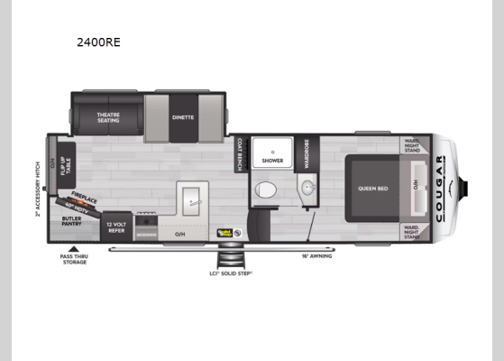 Floorplan - 2025 Cougar Sport 2400RE Fifth Wheel