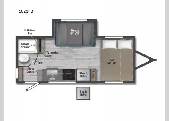 Floorplan - 2024 Micro Minnie 1821FB Travel Trailer