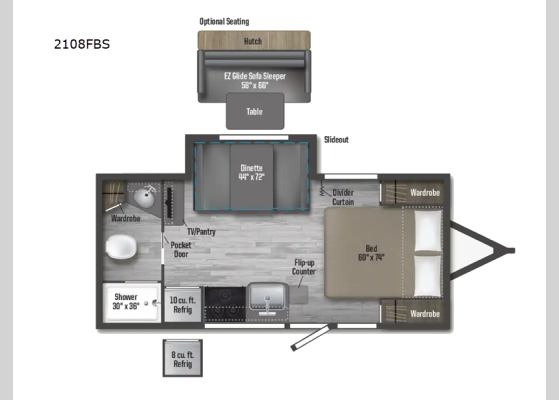 Floorplan - 2024 Micro Minnie 2108FBS Travel Trailer