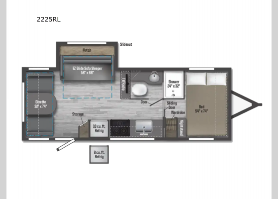 Floorplan - 2024 Micro Minnie 2225RL Travel Trailer