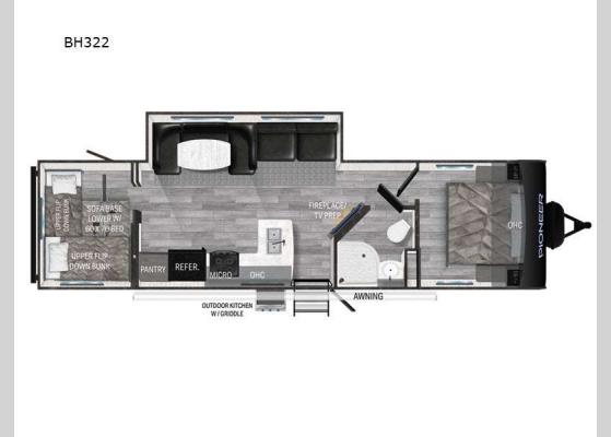 Floorplan - 2024 Pioneer BH322 Travel Trailer