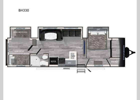 Floorplan - 2024 Pioneer BH330 Travel Trailer