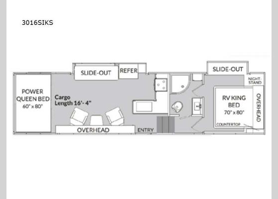 Floorplan - 2024 Sandsport 3016SIKS Toy Hauler Fifth Wheel