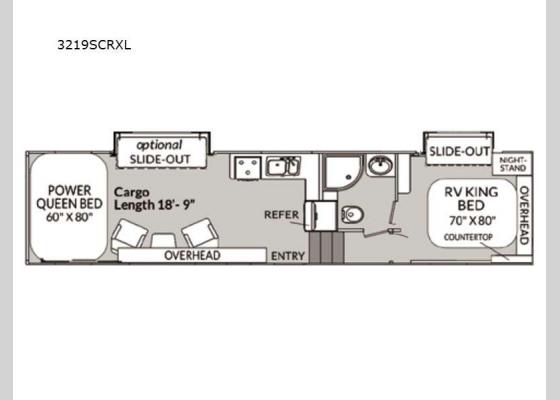 Floorplan - 2024 Sandsport 3219SCRXL Toy Hauler Fifth Wheel