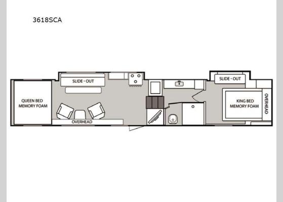 Floorplan - 2024 Sandsport 3618SCA Toy Hauler Fifth Wheel