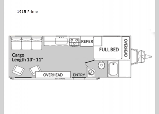 Floorplan - 2024 Sandsport 1915 Prime Toy Hauler Travel Trailer