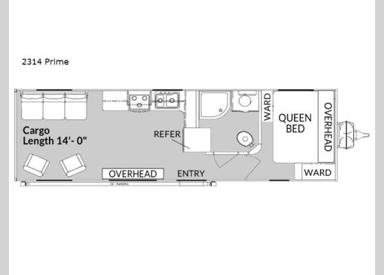 Floorplan - 2024 Sandsport 2314 Prime Toy Hauler Travel Trailer