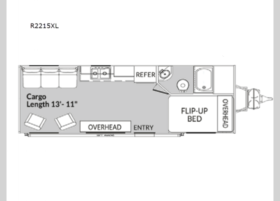 Floorplan - 2024 Sandsport S2215XL Toy Hauler Travel Trailer