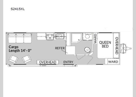 Floorplan - 2024 Sandsport S2415XL Toy Hauler Travel Trailer