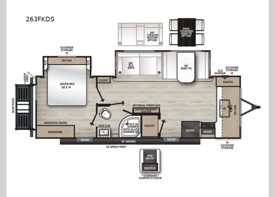 Floorplan - 2025 Catalina Legacy Edition 263FKDS Travel Trailer