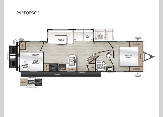 Floorplan - 2025 Catalina Legacy Edition 293TQBSCK Travel Trailer