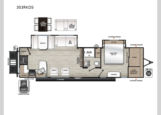 Floorplan - 2025 Catalina Legacy Edition 303RKDS Travel Trailer