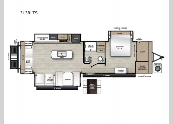 Floorplan - 2025 Catalina Legacy Edition 313RLTS Travel Trailer