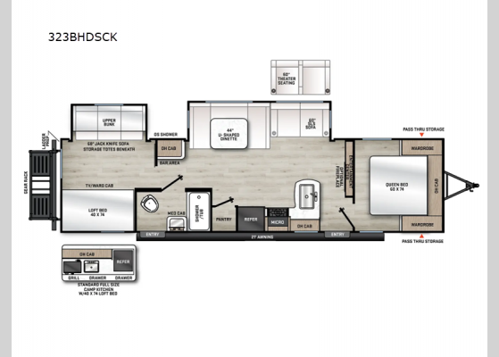 Floorplan - 2025 Catalina Legacy Edition 323BHDSCK Travel Trailer