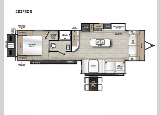 Floorplan - 2025 Catalina Legacy Edition 283FEDS Travel Trailer