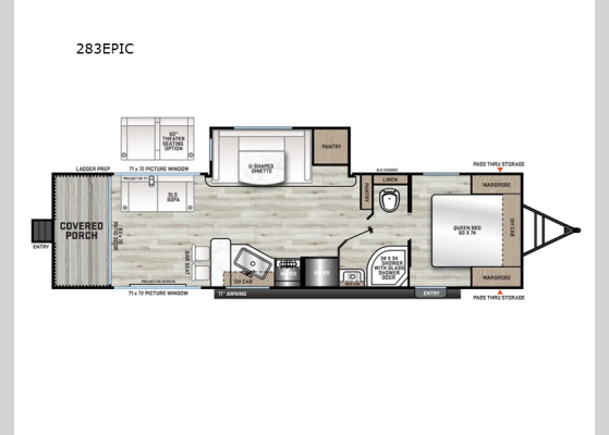 Floorplan - 2025 Catalina Legacy Edition 283EPIC Travel Trailer