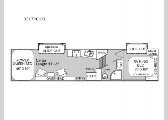 Floorplan - 2024 Rage'n 3317RCKXL Toy Hauler Fifth Wheel