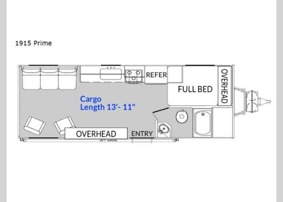 Floorplan - 2024 Rage'n 1915 Prime Toy Hauler Travel Trailer