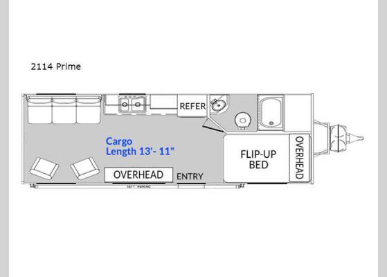 Floorplan - 2024 Rage'n 2114 Prime Toy Hauler Travel Trailer