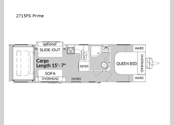 Floorplan - 2024 Rage'n 2715FS Prime Toy Hauler Travel Trailer