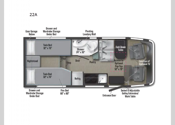 Floorplan - 2025 Ekko 22A Motor Home Class C