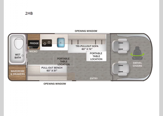 Floorplan - 2025 Twist 2HB Motor Home Class B