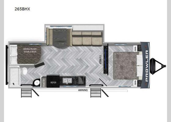 Floorplan - 2024 Prowler Lynx 265BHX Travel Trailer