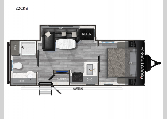 Floorplan - 2024 North Trail 22CRB Travel Trailer