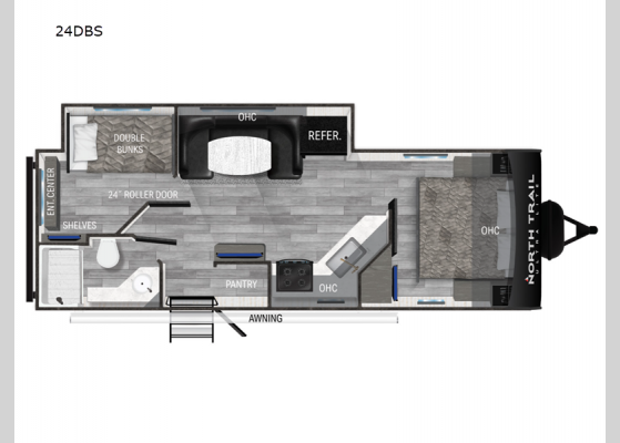 Floorplan - 2024 North Trail 24DBS Travel Trailer