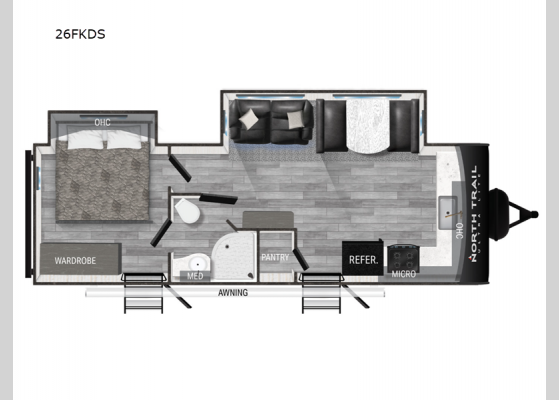 Floorplan - 2024 North Trail 26FKDS Travel Trailer