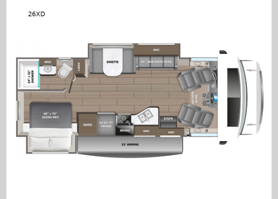 Floorplan - 2024 Redhawk 26XD Motor Home Class C