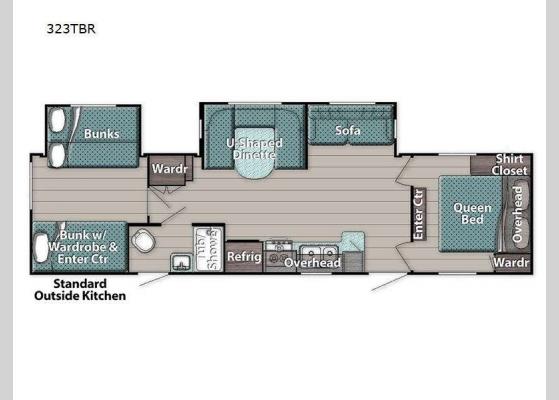 Floorplan - 2024 Kingsport Supreme Series 323TBR Travel Trailer