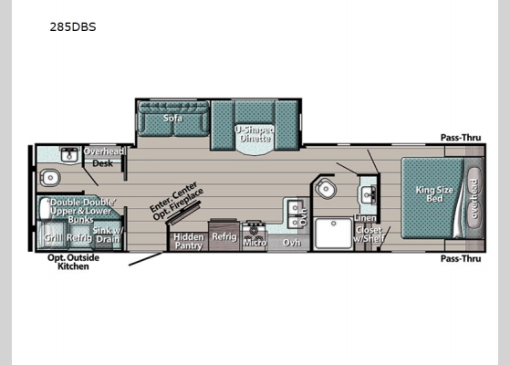 Floorplan - 2024 Kingsport Supreme Series 285DBS Travel Trailer