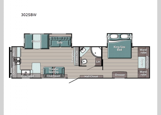 Floorplan - 2024 Kingsport Supreme Series 302SBW Travel Trailer